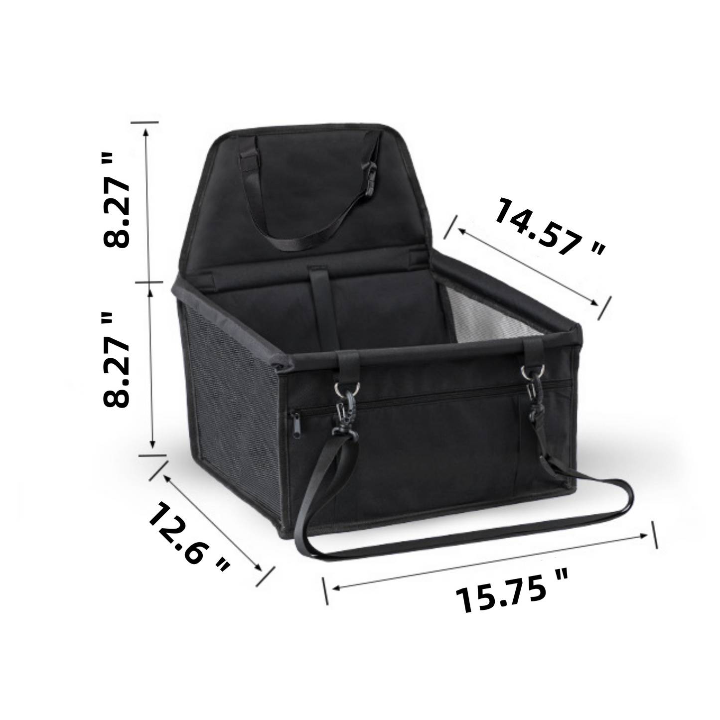 Dog Car Seat - Safe Travel Bed with Clip-On Leash, 25lbs Max for Small & Medium Dogs