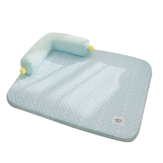 All-Season Ice Fabric Pet Pads with Cushioned Pillow, Quick-Drying, Reusable