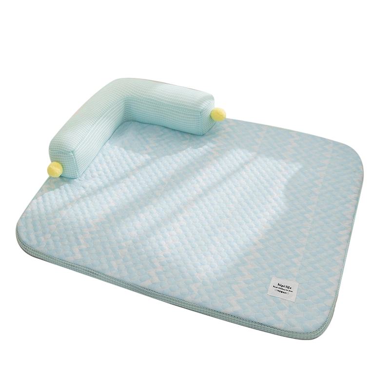 All-Season Ice Fabric Pet Pads with Cushioned Pillow, Quick-Drying, Reusable