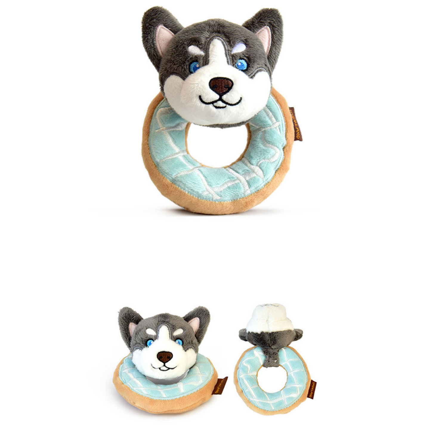5.7" Squeaky Donut Dog Toy - Soft Plush Chew Toy, Interactive Tug-of-War, Durable for Small & Medium Dogs