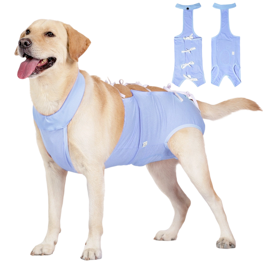 Straight-Tie Dog Recovery Suit - Breathable Post-Surgery Anti-Lick Onesie, Stretch Neuter/Spay Surgical Bodysuit