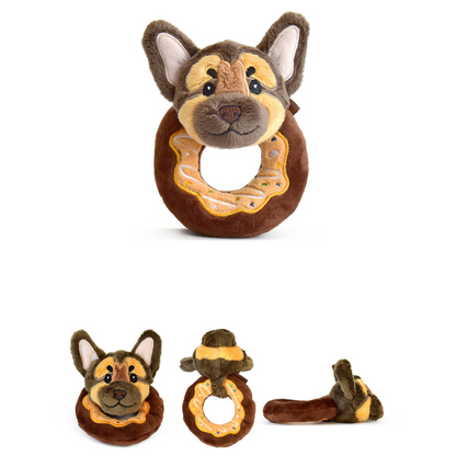 5.7" Squeaky Donut Dog Toy - Soft Plush Chew Toy, Interactive Tug-of-War, Durable for Small & Medium Dogs