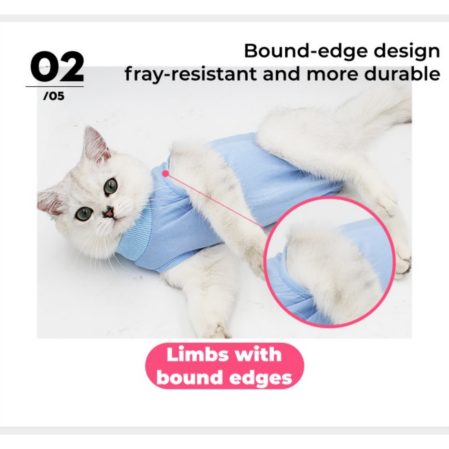 Cat Recovery Suit - Anti-Lick Breathable Elastic, Spay/Weaning Onesie S M L Pink/Blue/Purple