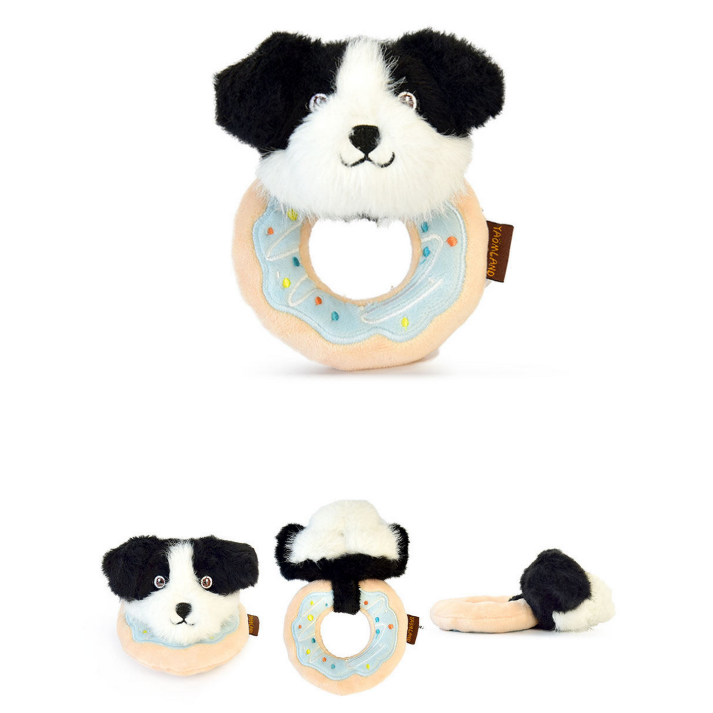 5.7" Squeaky Donut Dog Toy - Soft Plush Chew Toy, Interactive Tug-of-War, Durable for Small & Medium Dogs