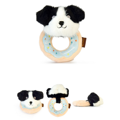 5.7" Squeaky Donut Dog Toy - Soft Plush Chew Toy, Interactive Tug-of-War, Durable for Small & Medium Dogs