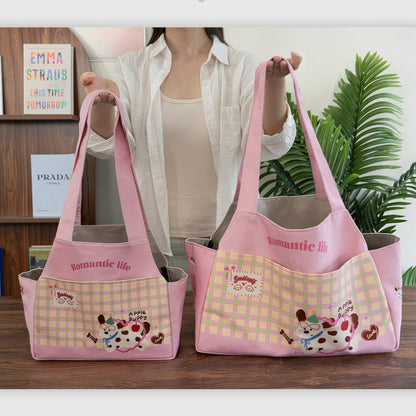 Canvas Dog Carrier Tote - Cute Portable Pet Travel Bag for Small Dogs, Lightweight Handheld Outdoor Pouch
