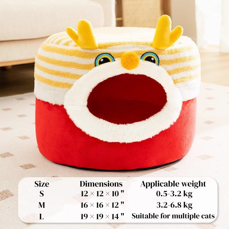 Winter Cat Teepee Tent Bed,Warm Indoor Pet Tent House for Cats(S-XL)