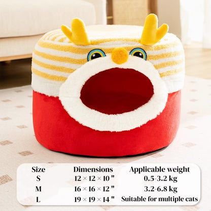 Winter Cat Teepee Tent Bed,Warm Indoor Pet Tent House for Cats(S-XL)