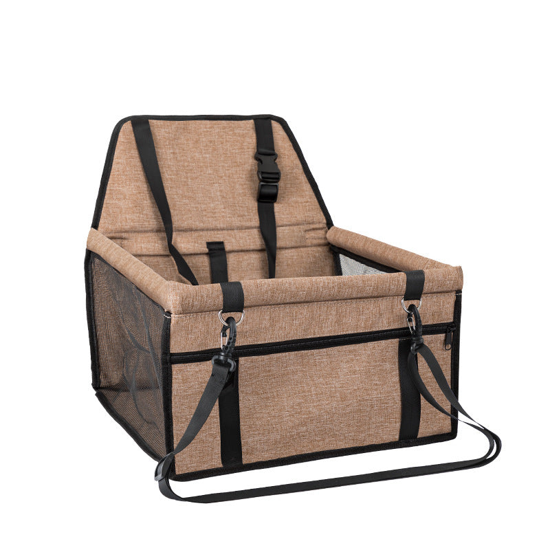 Dog Car Seat - Safe Travel Bed with Clip-On Leash, 25lbs Max for Small & Medium Dogs