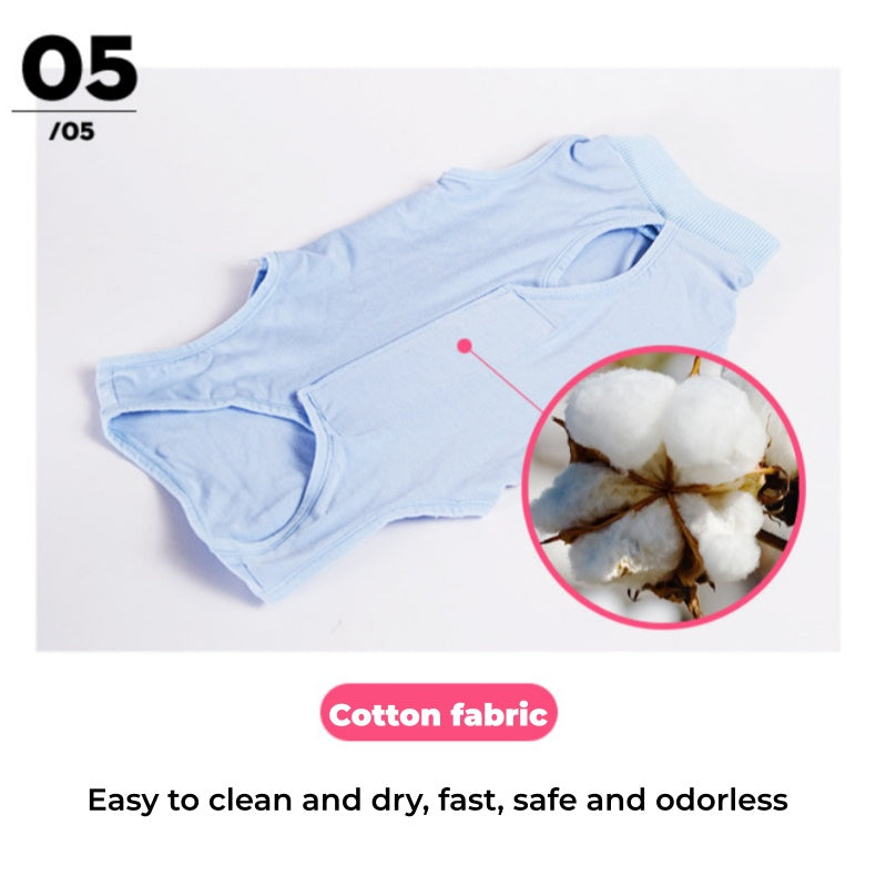 Cat Recovery Suit - Anti-Lick Breathable Elastic, Spay/Weaning Onesie S M L Pink/Blue/Purple