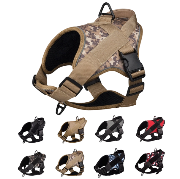 Dog Harness with Leash - Adjustable Reflective Waterproof, Camo Design for Dogs Walking