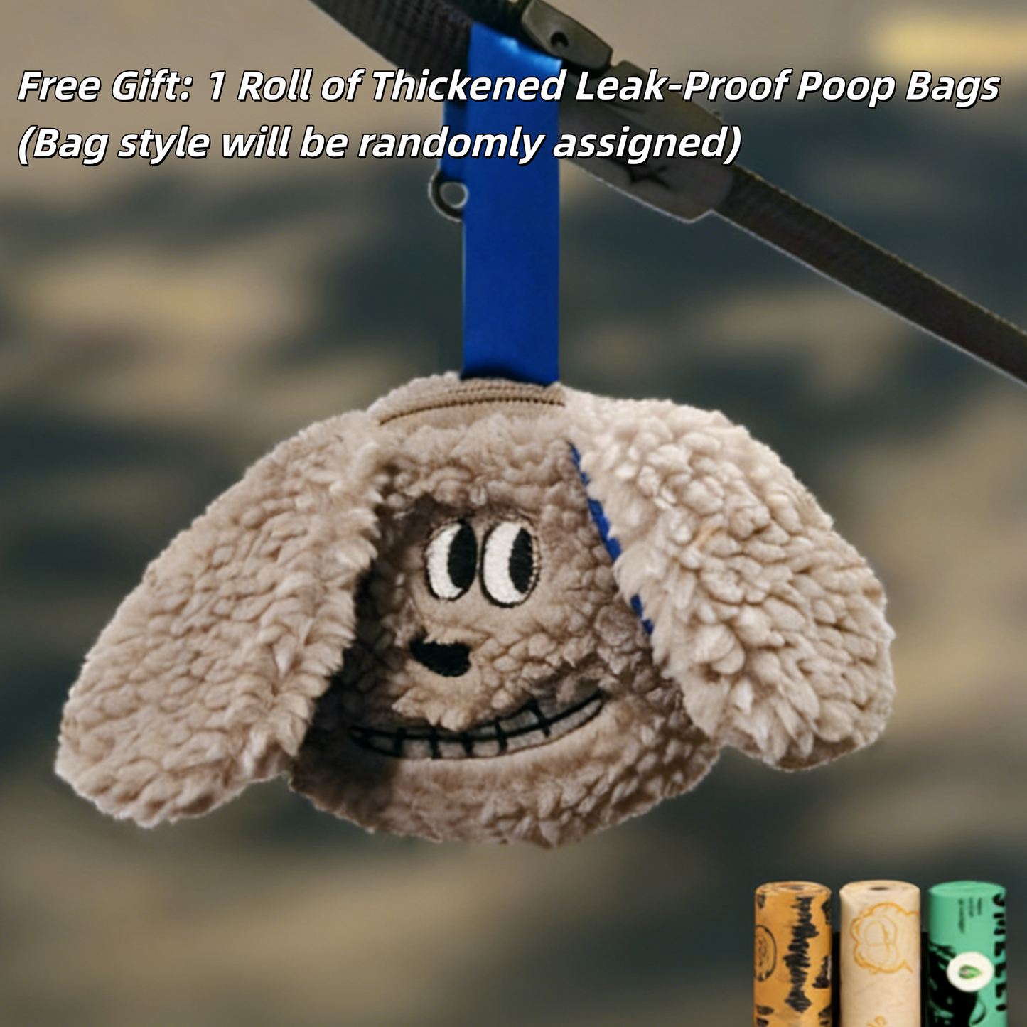 Cute Plush Dog Poop Bag Holder - Portable Dispenser for Walking Camping Travel