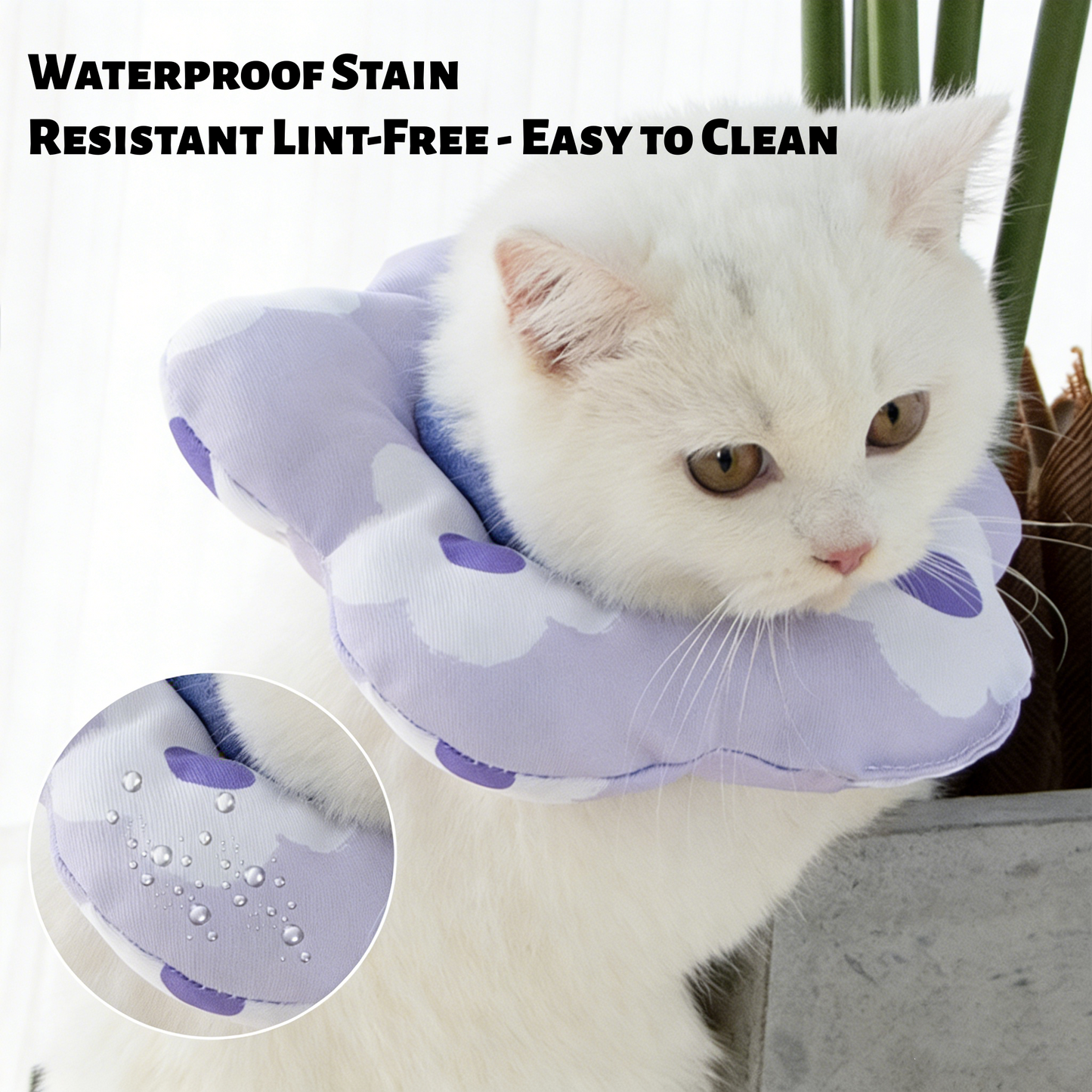 Soft Floral Cat Dog Cone - Waterproof Adjustable Recovery Collar, Anti-Lick/Bite Post-Surgery