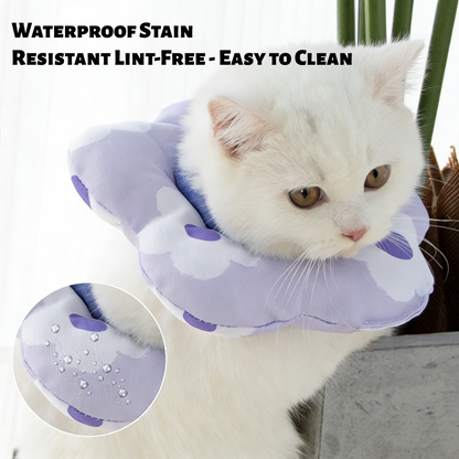 Soft Floral Cat Dog Cone - Waterproof Adjustable Recovery Collar, Anti-Lick/Bite Post-Surgery