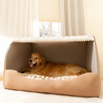 Winter Houndstooth Pet Bed - Deep Sleep Large Dog Bed for Golden Retrievers, Warm Cat & Dog Kennel