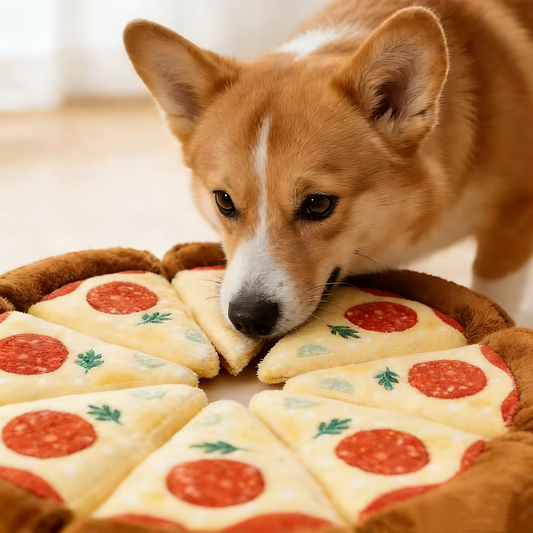 Pizza Shape Plush Squeaky Dog Toys - Premium Magnetic Interactive Pull Toys for All Dogs