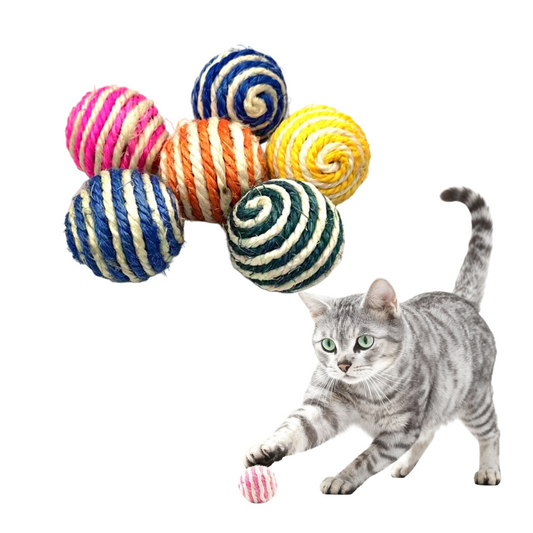 Sisal Cat Toy Balls - 1.6inch Scratch-Resistant, Chew & Teething Interactive Cat Toys