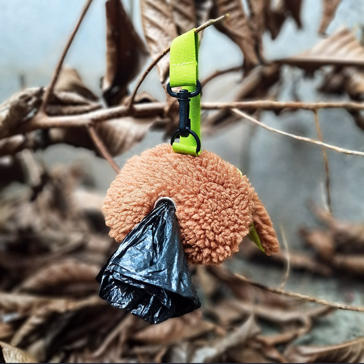 Cute Plush Dog Poop Bag Holder - Portable Dispenser for Walking Camping Travel