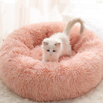 Pet Winter Sleeping Bed - Cozy Plush Round Nest, 16-32" Nonskid 5 Colors for Cats & Dogs