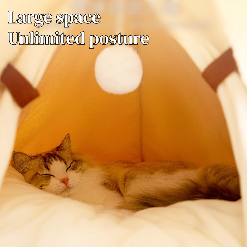 Winter Cat Teepee Tent Bed,Warm Indoor Pet Tent House for Cats(S-XL)