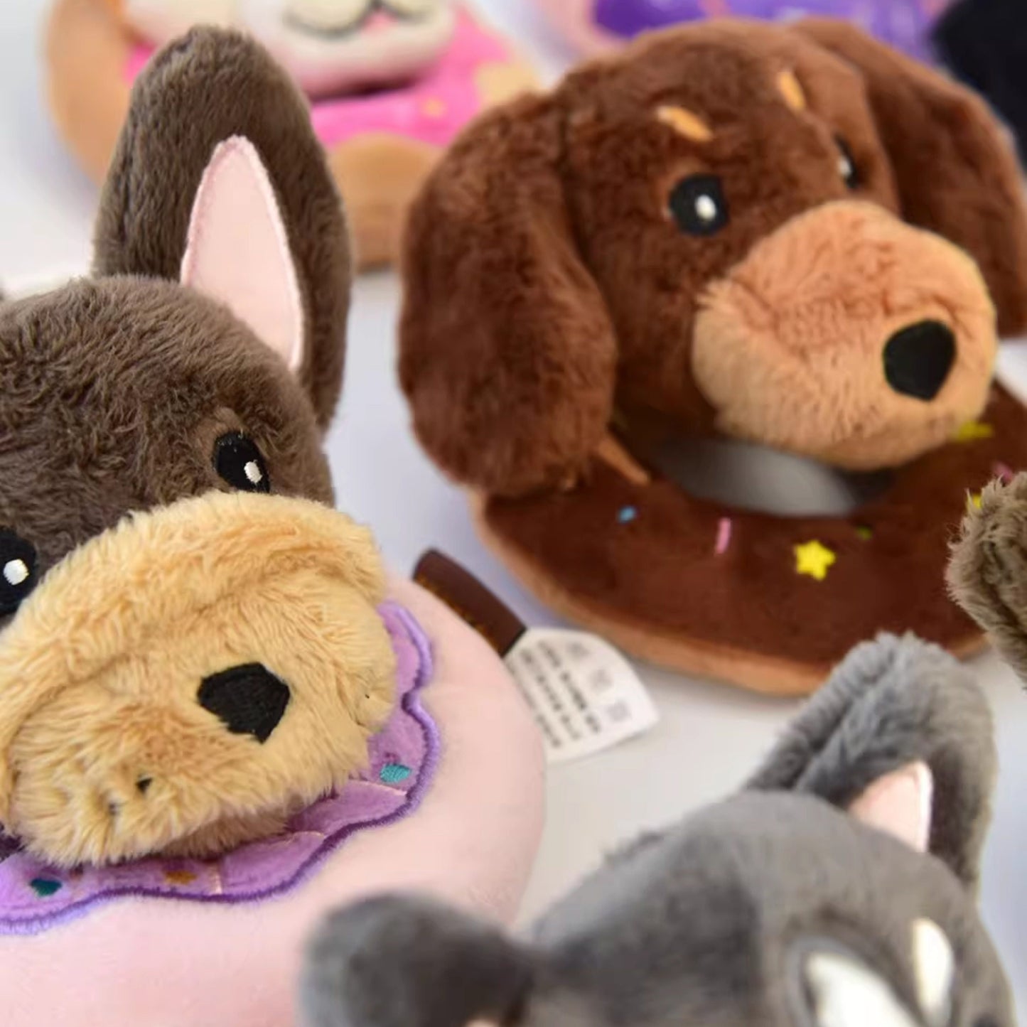 5.7" Squeaky Donut Dog Toy - Soft Plush Chew Toy, Interactive Tug-of-War, Durable for Small & Medium Dogs