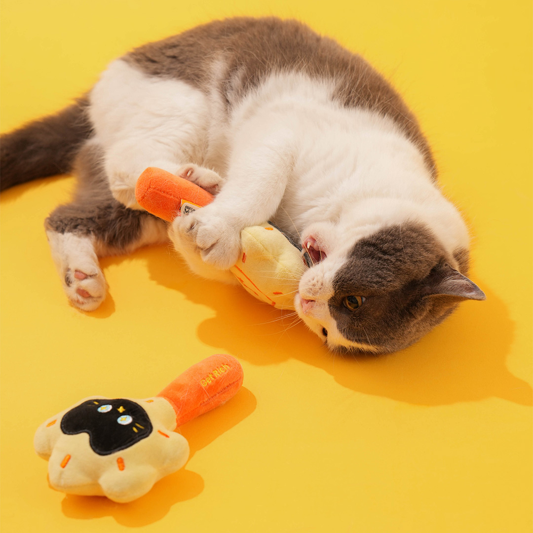 6.3'' Plush Rattle Cat Toy - Catnip Bell Pet Toy, Sun-Shaped Self-Play Boredom Buster for Cats