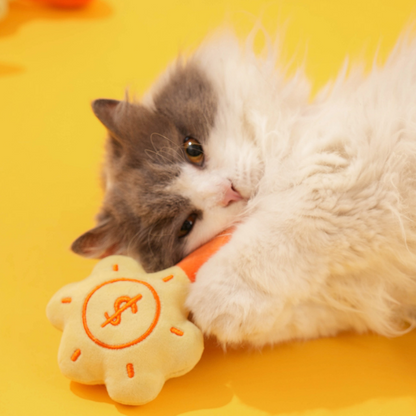 6.3'' Plush Rattle Cat Toy - Catnip Bell Pet Toy, Sun-Shaped Self-Play Boredom Buster for Cats