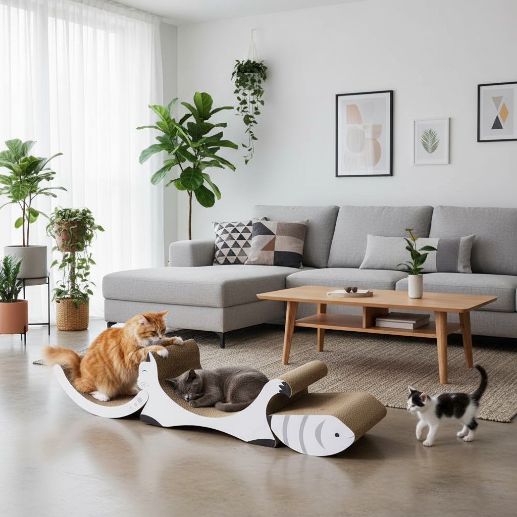 3 in 1 Cat Scratching Board, Double-Sided Usability for multi-cat families