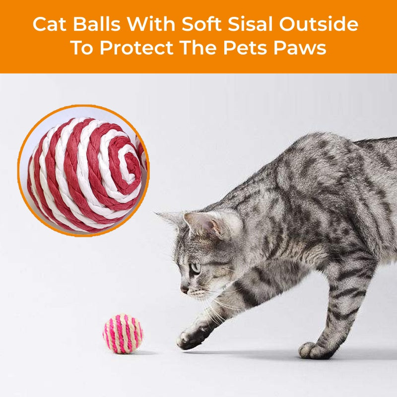 Sisal Cat Toy Balls - 1.6inch Scratch-Resistant, Chew & Teething Interactive Cat Toys