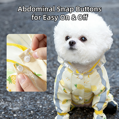 Full-Body Dog Rain Poncho - Cartoon Fruit Print, Waterproof Leash Hole for Small/Medium Dogs