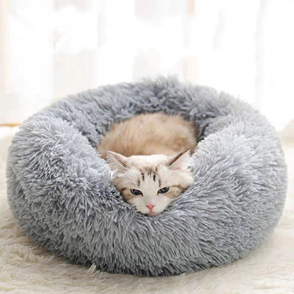 Pet Winter Sleeping Bed - Cozy Plush Round Nest, 16-32" Nonskid 5 Colors for Cats & Dogs
