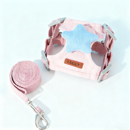 No Pull Dog Harness with Multi function Dog Leash - 3D Cartoon, Soft Adjustable No-Choke for Extra-Small/Small Medium Dogs