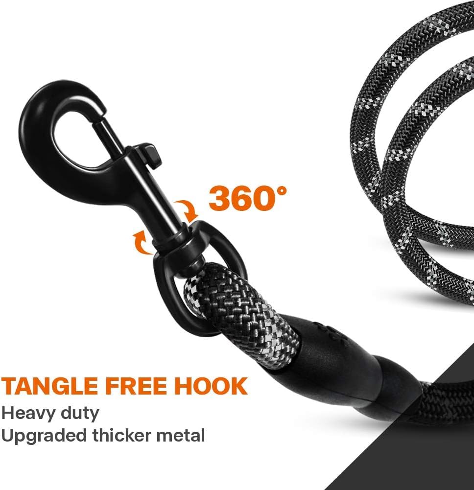 Rope Dog Leash 4-10 FT with Comfortable Padded Handle, Highly Reflective Threads Leash for Medium Large Dogs, 8 Colors