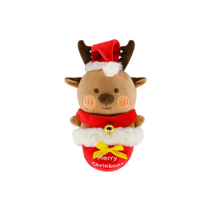 Christmas Reindeer Reveal Squeaky Plush Dog Chew Toy,  Red