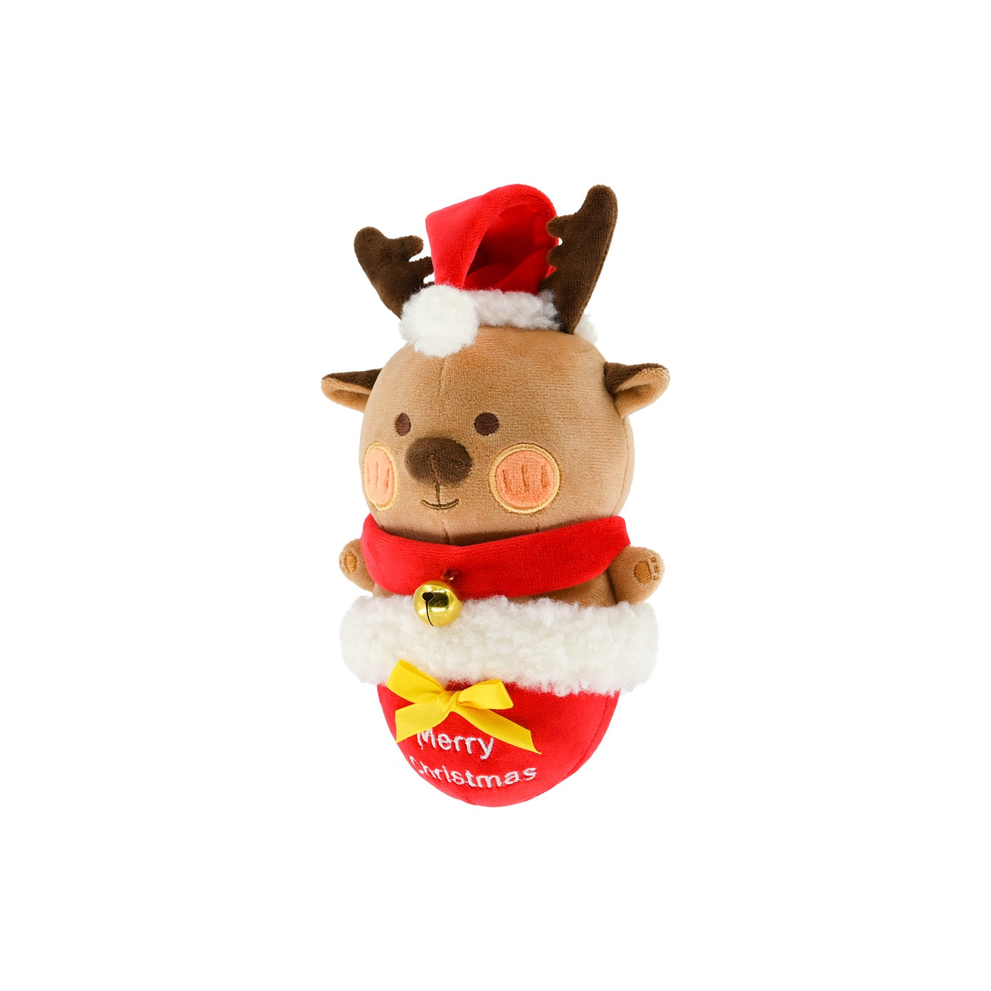 Christmas Reindeer Reveal Squeaky Plush Dog Chew Toy,  Red