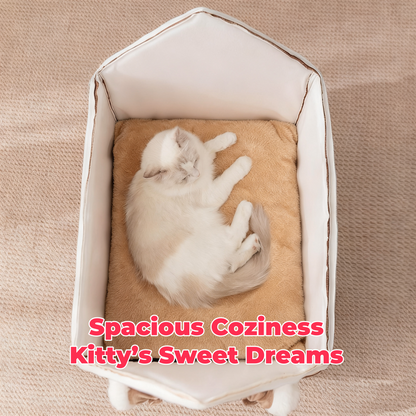 Winter Warm Cat House - Enclosed with Door Curtain, Cozy Pet House for Indoor Cats Small Dogs