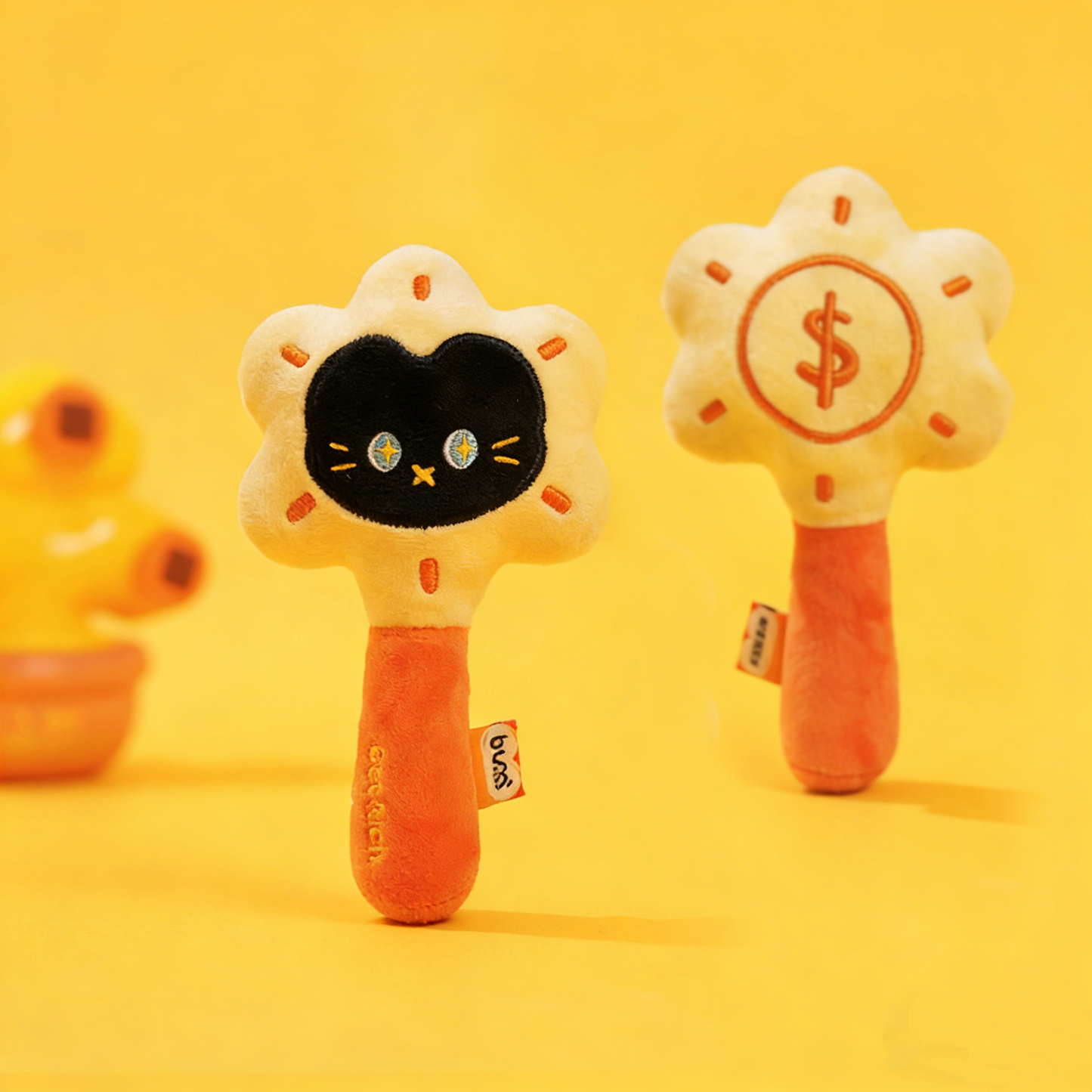 6.3'' Plush Rattle Cat Toy - Catnip Bell Pet Toy, Sun-Shaped Self-Play Boredom Buster for Cats