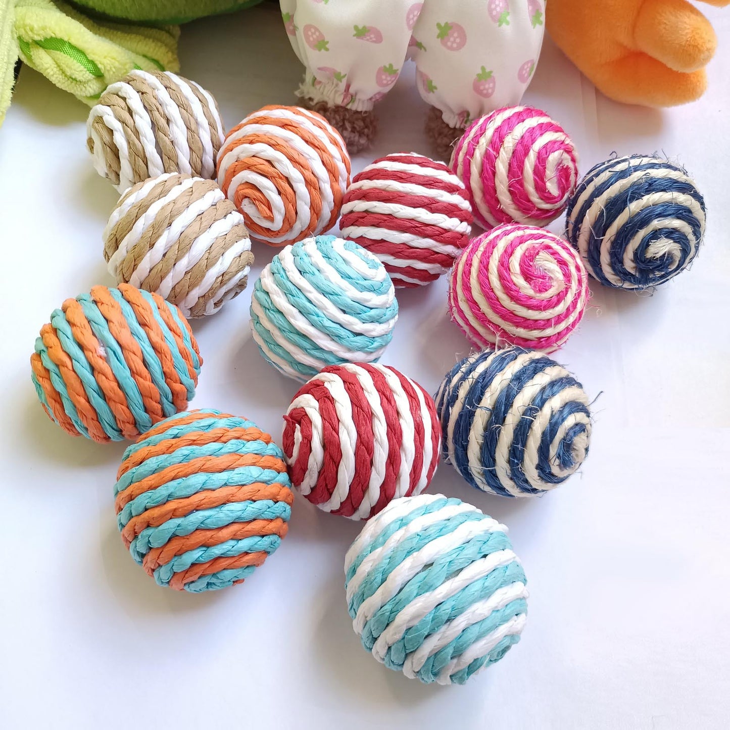 Sisal Cat Toy Balls - 1.6inch Scratch-Resistant, Chew & Teething Interactive Cat Toys