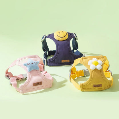 No Pull Dog Harness with Multi function Dog Leash - 3D Cartoon, Soft Adjustable No-Choke for Extra-Small/Small Medium Dogs