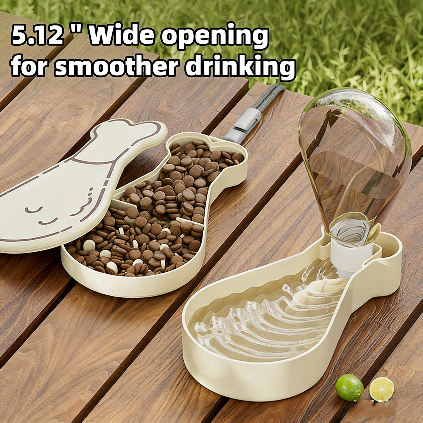 Cartoon Pet Travel Water Cup - 9.9 Oz Chicken Leg PP Food Holder for Dogs Cats