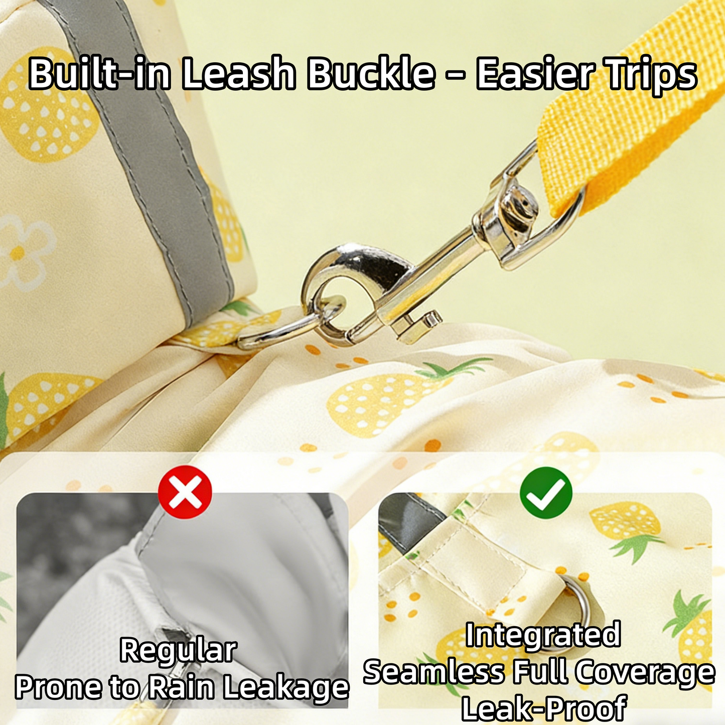 Full-Body Dog Rain Poncho - Cartoon Fruit Print, Waterproof Leash Hole for Small/Medium Dogs