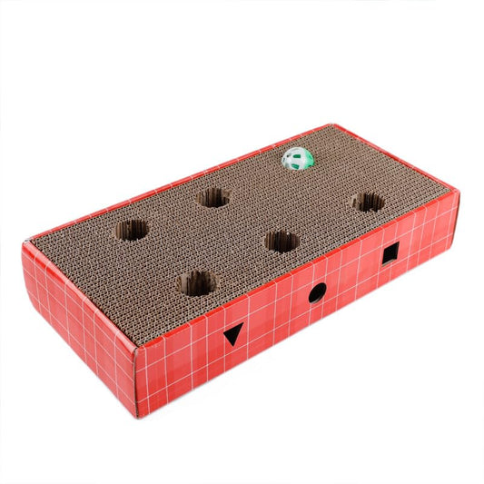 Interactive Cat Scratcher Carboard, Cat Puzzle Toy with Bell Ball
