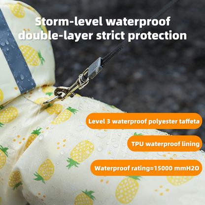 Full-Body Dog Rain Poncho - Cartoon Fruit Print, Waterproof Leash Hole for Small/Medium Dogs