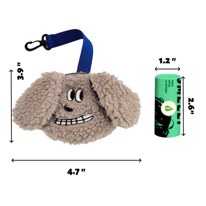 Cute Plush Dog Poop Bag Holder - Portable Dispenser for Walking Camping Travel