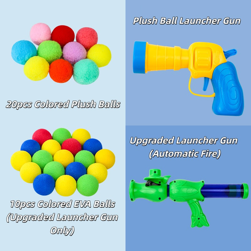 Cat Plush Ball Launcher Gun - Self-Play Interactive Cat Toy, Fuzzy Ball Fetch Toy for Indoor Cats