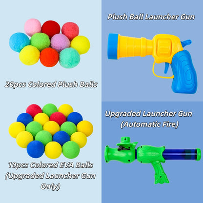 Cat Plush Ball Launcher Gun - Self-Play Interactive Cat Toy, Fuzzy Ball Fetch Toy for Indoor Cats