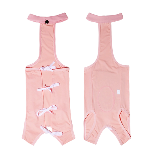 Straight-Tie Dog Recovery Suit - Breathable Post-Surgery Anti-Lick Onesie, Stretch Neuter/Spay Surgical Bodysuit
