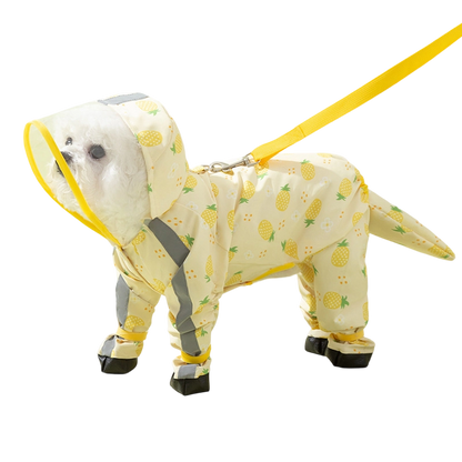 Full-Body Dog Rain Poncho - Cartoon Fruit Print, Waterproof Leash Hole for Small/Medium Dogs