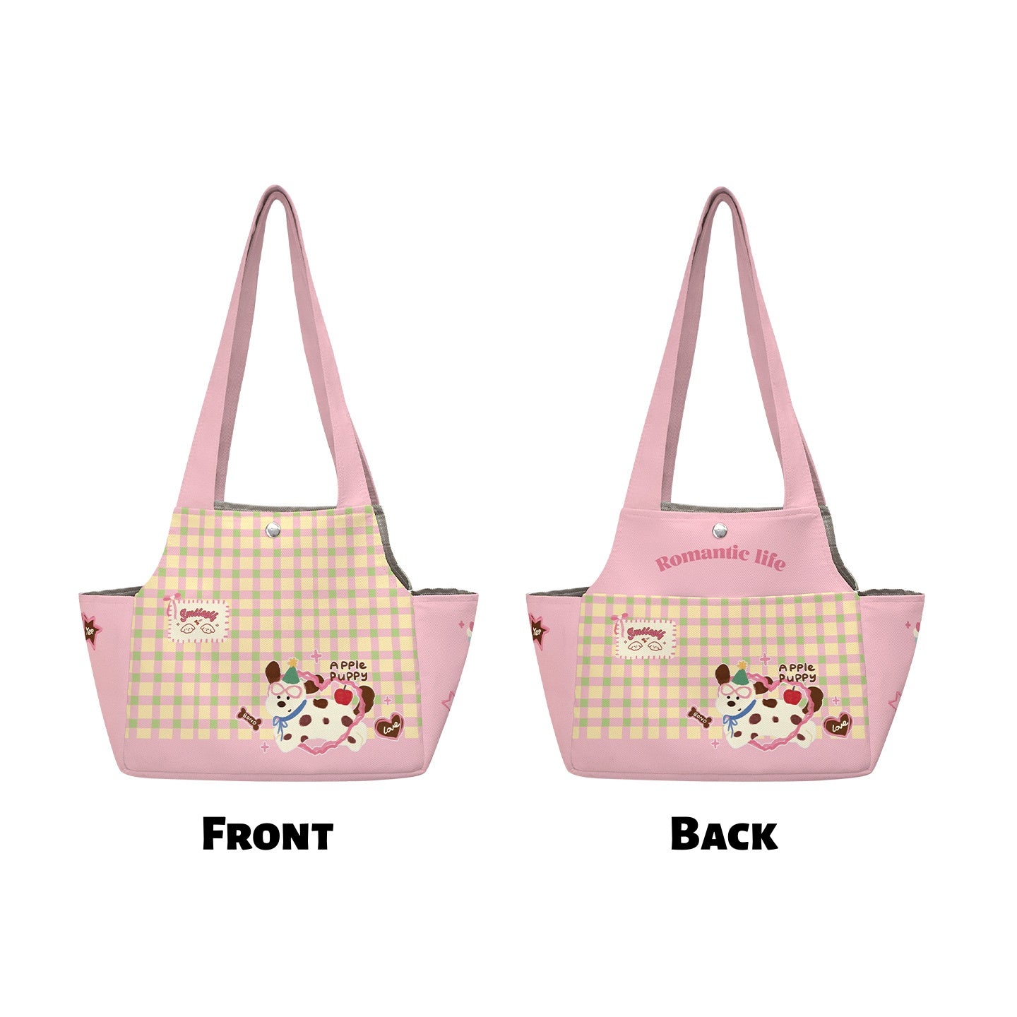 Canvas Dog Carrier Tote - Cute Portable Pet Travel Bag for Small Dogs, Lightweight Handheld Outdoor Pouch