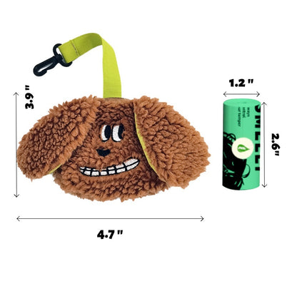 Cute Plush Dog Poop Bag Holder - Portable Dispenser for Walking Camping Travel